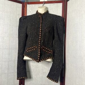 BESTY JOHNSON MULTICOLORED GOLD TRIM BUTTON DOWN FITTED BLAZER SIZE‎ 4